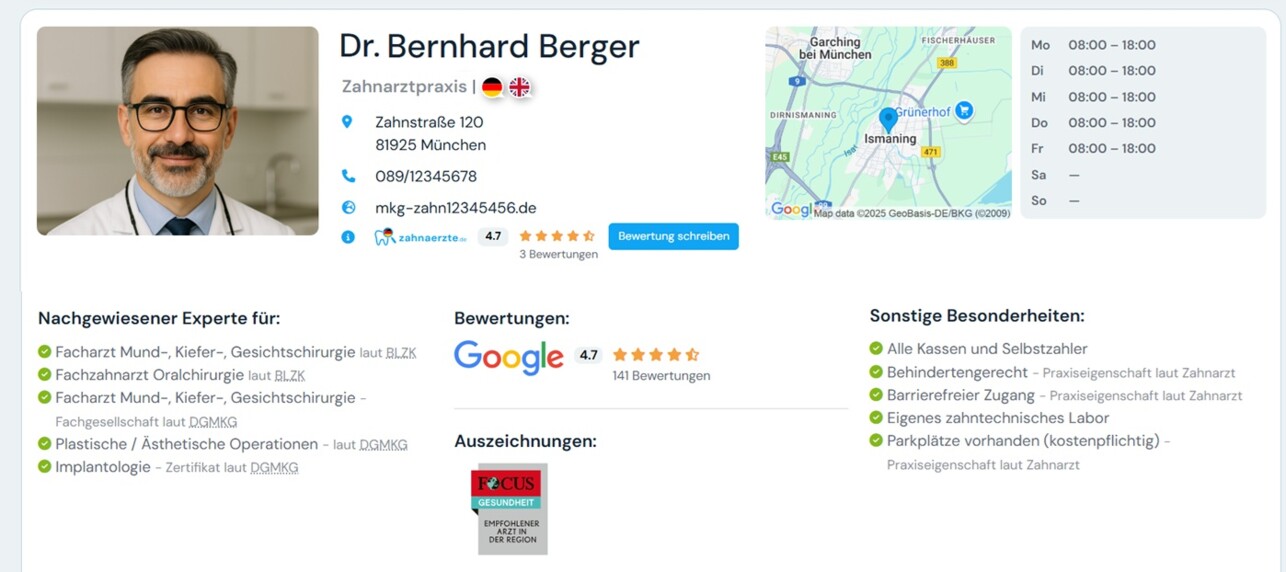 zahnaerzte.de Tipp: Je besser Ihr Profil ausgefüllt ist, desto größer ist Ihre Chance, von den passenden Patienten gefunden zu werden.